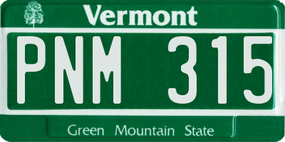 VT license plate PNM315