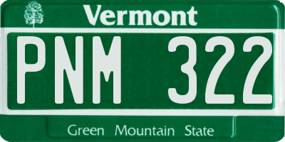 VT license plate PNM322