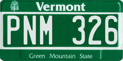 VT license plate PNM326
