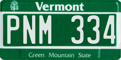 VT license plate PNM334