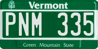 VT license plate PNM335