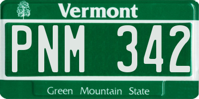 VT license plate PNM342