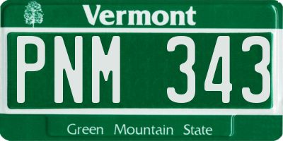 VT license plate PNM343