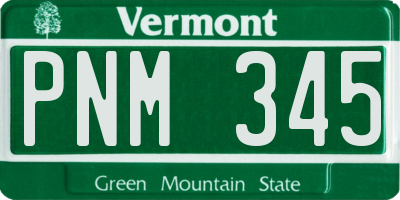 VT license plate PNM345