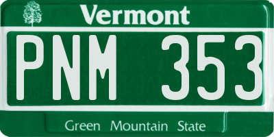 VT license plate PNM353