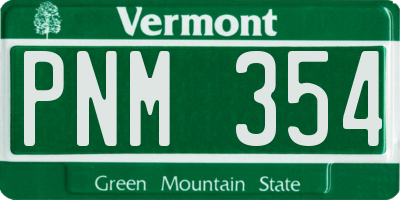 VT license plate PNM354
