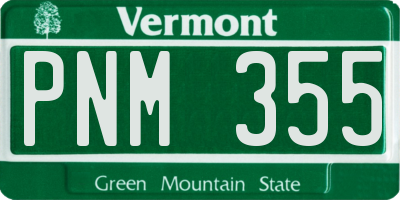 VT license plate PNM355