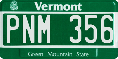 VT license plate PNM356