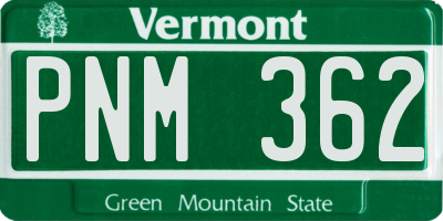 VT license plate PNM362