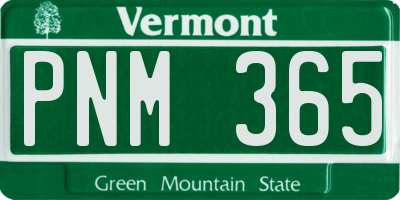VT license plate PNM365