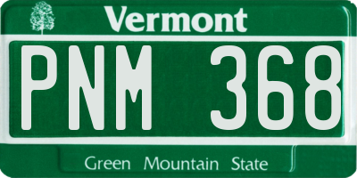 VT license plate PNM368