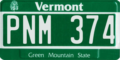 VT license plate PNM374