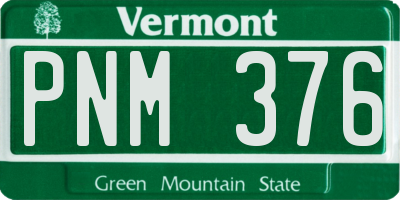 VT license plate PNM376