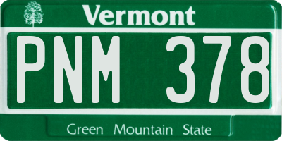 VT license plate PNM378