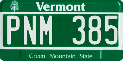 VT license plate PNM385
