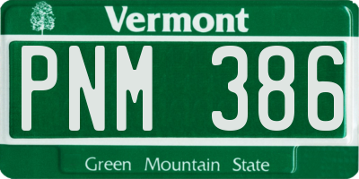VT license plate PNM386