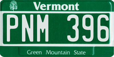VT license plate PNM396