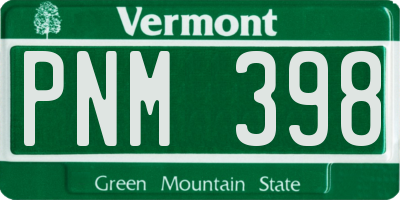 VT license plate PNM398