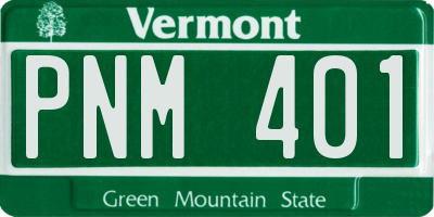 VT license plate PNM401
