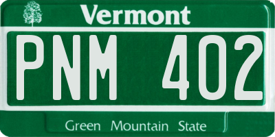 VT license plate PNM402
