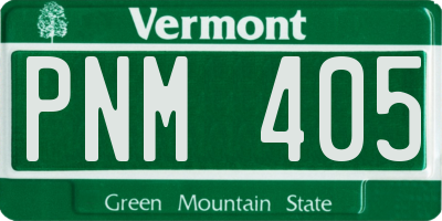 VT license plate PNM405