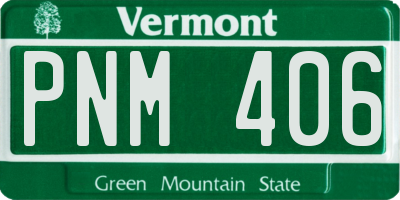 VT license plate PNM406