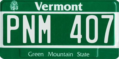 VT license plate PNM407