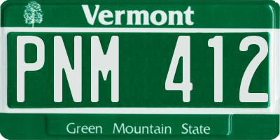 VT license plate PNM412