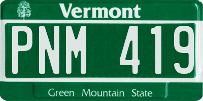 VT license plate PNM419
