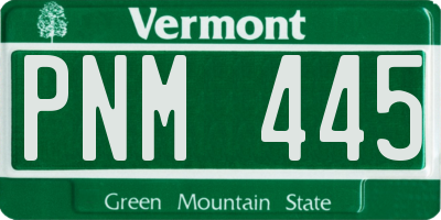 VT license plate PNM445