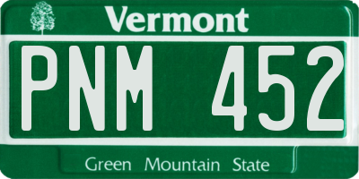 VT license plate PNM452