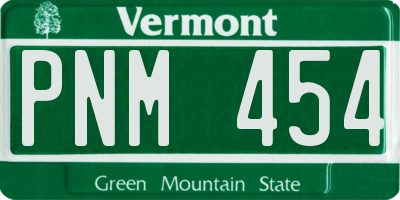VT license plate PNM454