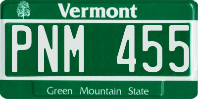 VT license plate PNM455