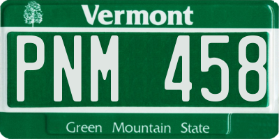 VT license plate PNM458