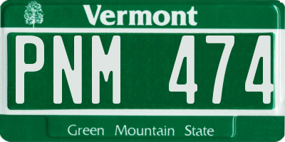 VT license plate PNM474