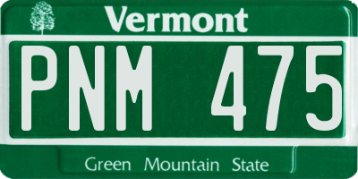 VT license plate PNM475