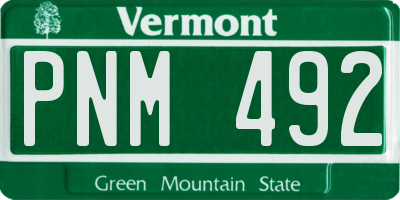 VT license plate PNM492