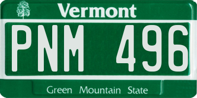 VT license plate PNM496