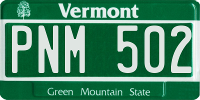 VT license plate PNM502