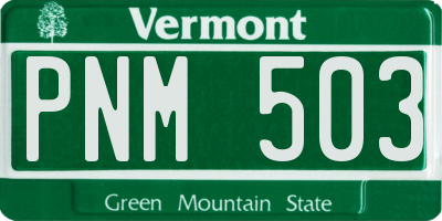 VT license plate PNM503