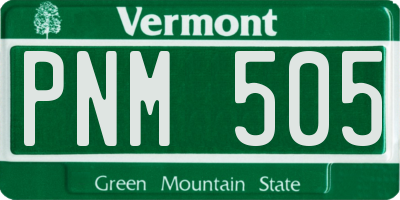 VT license plate PNM505