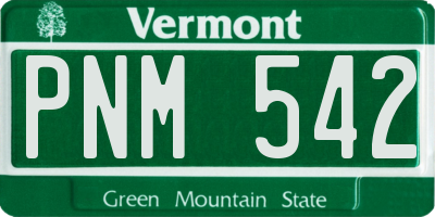VT license plate PNM542