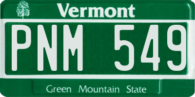 VT license plate PNM549