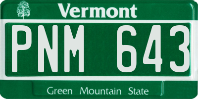 VT license plate PNM643
