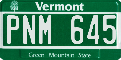 VT license plate PNM645