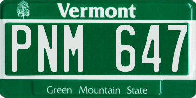 VT license plate PNM647