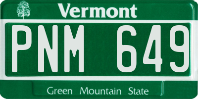 VT license plate PNM649