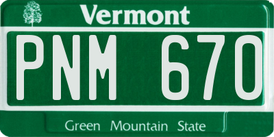 VT license plate PNM670