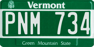 VT license plate PNM734