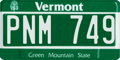 VT license plate PNM749